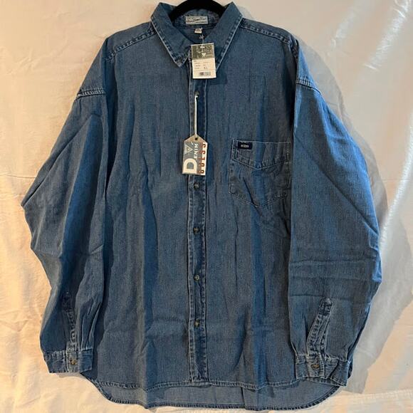 Vintage NWT GUESS Jeans USA Shirt Mens Denim 80s Size XL - Picture 1 of 6